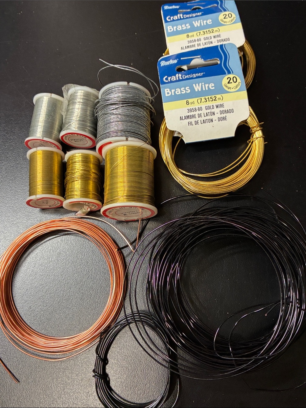 Craft Designer Brass & Metallic Wire Bundle - Gold, Silver, Copper, Black